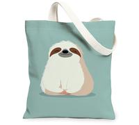 Sloth Canvas Tote Bags, Cute Animal Design Eco-Friendly Reusable Grocery Bags, Summer Fun Lightweight Washable Shoulder Str, Blue, 13x15 Inch