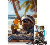 Sloth Chillin with A Drink 1000 Piece Jigsaws for Teenagers Puzzle Think Toy Stress Relief Sharp Cut Santa Wish List 38x52cm