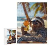 Sloth Chillin with A Drink - Challenging Puzzle for Adults, 500 PCS, Year-End Present, for Screen-Free Relaxation at Home
