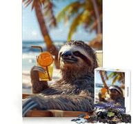 Sloth Chillin with A Drink Jigsaw Puzzles for Teenagers 1000 Piece Smart Toy Leisure Time Accurate Cut Seasonal Gift 38x26cm