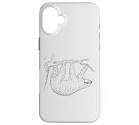 Sloth Chilling On Branch Cute Fancy Slow Slothy Sketch Case for iPhone 16 Plus