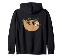 Sloth chilling on Branch lazy Nature Zip Hoodie