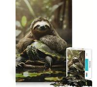 Sloth Chilling on Turtle 1000 Pieces Jigsaw Puzzles for Teenagers Logic Ability Toy Light Relax Accurate Cut Classic Gift 50x75cm