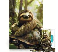 Sloth Chilling Turtle Back 1000 Piece Jigsaw Puzzle for Teenagers Recall Upgrade Calm Mind Clear Cut Art Collectible 50x75cm