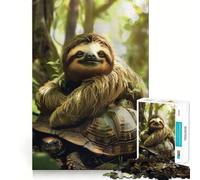 Sloth Chilling Turtle Back Adults Puzzles 1000 Piece Jigsaws Strengthen Memory Quiet Calm Clean Edge Art Collectible 38x52cm