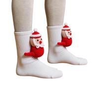 Sloth Christmas 3D Knitted Sloth Animal Socks Cute Novelty for Women Warm Winter Sock Cozy Anti Sweat Funny Hand Crocheted Coffee Brown Navy Purple Yellow Red Double Layer Cotton Wear 5XL 6XL