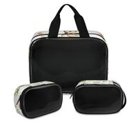 Sloth Coconut Leaves Makeup Bag for Women Men, Sloth Translucent Cosmetic Bag Wash Pouch Shower Bag 3 Pcs Travel Toiletry Toiletries Cosmetic Organizer