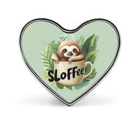Sloth Coffee Sloffee Cute Brooch Heart Pin Badges Lapel Pins Jewellery Decoration for Clothes Hat Bag