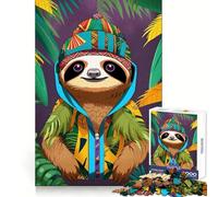 Sloth Colorful Hoodie Beanie Jigsaw Puzzles 1000 Piece for Teenagers Wise Think Toy Peaceful Fun Tight Cut 50x75cm