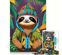 Sloth Colorful Hoodie Beanie Jigsaw Puzzles 1000 Piece for Teenagers Wise Think Toy Peaceful Fun Tight Cut 50x75cm