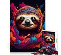 Sloth Colorful Paint 1000 Piece Jigsaw Puzzles for Teenagers Smart Game Bonding Time Image Assembly Fine Art Piece 38x52cm