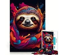 Sloth Colorful Paint 1000 Piece Jigsaw Puzzles for Teenagers Smart Game Bonding Time Image Assembly Fine Art Piece 38x52cm