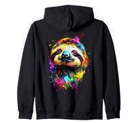 Sloth Colorful Pop Art Graphic Colors Sluggard Cute Sloth Zip Hoodie