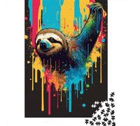 Sloth Colourful Puzzle Brain Teaser 100% Recycled Cardboard Jigsaw Puzzle for Women Men 1000pcs (38x26cm)