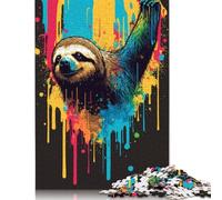 Sloth Colourful Puzzle Difficult Hard 100 Percent Recycled Cardboard Jigsaw Puzzle for Women Men 1000pcs (75x50cm)