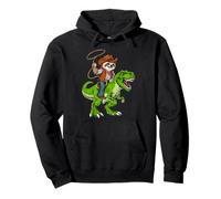 Sloth Cowboy Riding T-Rex Dinosaur Funny Sloth Pullover Hoodie