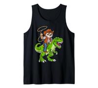 Sloth Cowboy Riding T-Rex Dinosaur Funny Sloth Tank Top