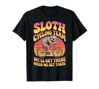 Sloth Cycling Team Sunset Bicycle Retro Vintage Man Women T-Shirt