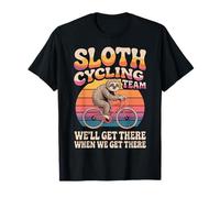 Sloth Cycling Team Sunset Bicycle Retro Vintage Man Women T-Shirt