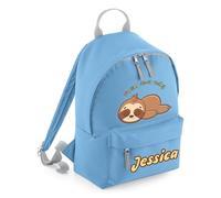 Sloth Design Bag, Personalised Bag, Back To School Bag, Animal Lover Gift, Birthday, Christmas, Gift For Boy-Girl, Mini Fashion Backpack for Nursery, Bookbags, Rucksack, Shoulder Bag. (Sky Blue)