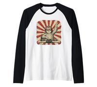 Sloth Dj Headphones Record Player Retro Party Raglan Baseball Tee