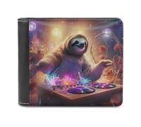 Sloth DJ in Neon Lights 3D Print Clutch Purse ID Window Coin Slots Note Section Soft Convenient Purse Youth Guys 11.7cm*9.5cm