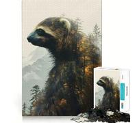 Sloth Double Exposure Jigsaw Puzzles 1000 Piece for Teenagers Enhance Memory Leisure Time Solid Cut Santa Wish Item 38x26cm