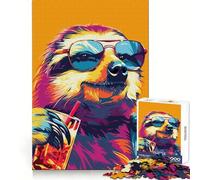 Sloth Drinking Alcohol 1000 Pieces Jigsaws Adults Puzzles Gifts Fine Logic Toy Gentle Leisure Neat Edge Lovely Gift 38x52cm