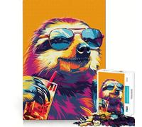 Sloth Drinking Alcohol for Adults 1000 Piece Puzzle Mind Exercise Toy Gentle Leisure Design Assembly Seasonal Gift 50x75cm