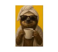 Sloth Drinking Coffee Canvas Poster Bedroom Decor Landscape Office Room Decor Gift 20x30inch(50x75cm)