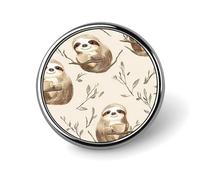 Sloth Drinking Coffee On Branches Round Badge Pin Brooch Button Stylish Aluminum Decorative for Clothes Backpacks Hats