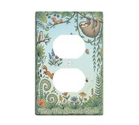 Sloth Duplex Outlet Covers Wall Plate, Nature Fanciful Squirrel Owl Spring Green Plastic Standard Size Face Plates for Electrical Outlets for Living Room Bedroom Home Office Decor