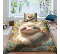 Sloth Duvet Cover Set 3D Printing Bedding Set Men And Women Suspension Claws Quilt Cover with Pillowcase, Microfiber Single（135x200cm）