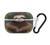 Sloth Earbuds Organizer Shockproof Protective Airpods Pro Cover with Carabiner Clip Anti Fall Carrying Earphone Case Cover for Airpods Pro 2nd Generation White
