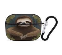Sloth Earbuds Organizer Shockproof Protective Airpods Pro Cover with Carabiner Clip Anti Fall Carrying Earphone Case Cover for Airpods Pro 2nd Generation Black