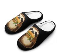 Sloth Eating A Sandwich Breathable Slippers Women Slip On Winter Warm House Slippers Shoes Bedroom 7-8（39-40