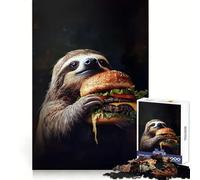 Sloth Eating Burger 1000 Pieces Jigsaws Adults Puzzles Gifts Brain Workout Toy Relaxed Mind Art Assembly Memorable Gift 50x75cm