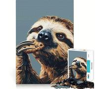 Sloth Eating Cookie 1000 Piece Jigsaw Puzzles for Teenagers Jigsaw Solid Logic Toy Calm Fun Precision Cut Santa Wish Item 38x52cm