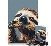 Sloth Eating Cookie 1000 Piece Jigsaw Puzzles for Teenagers Jigsaw Solid Logic Toy Calm Fun Precision Cut Santa Wish Item 38x52cm