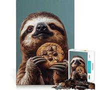 Sloth Eating Cookie 1000 Pieces Jigsaws Adults Puzzles Mind Exercise Toy Shared Fun Precision Cut Art Display 38x52cm