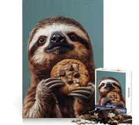 Sloth Eating Cookie Jigsaw Puzzle for Adults 1000 Pieces Mind Exercise Toy Together Fun Precision Cut Unique Gift 50x75cm