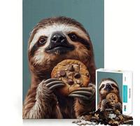 Sloth Eating Cookie Jigsaw Puzzle for Adults 1000 Pieces Mind Exercise Toy Together Fun Precision Cut Unique Gift 50x75cm