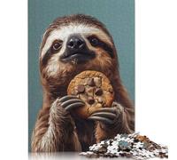 Sloth Eating Cookie Jigsaw Puzzles Puzzle for Adults Kids. 1000 Piece Whimsical Challenge Toy Educational Game Home Decoration for Adults& Kids Age 14 Years Up 1000pcs (38x26cm)