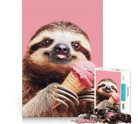Sloth Eating Ice Cream 1000 Pieces Jigsaws Adults Puzzles Gifts Reason Skill Toy Stress Release Exact Cut Santa Wish List 38x26cm