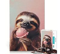 Sloth Eating Ice Cream for Adults 1000 Piece Puzzle Mind Exercise Toy Gentle Leisure Design Assembly Seasonal Gift 38x26cm