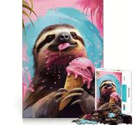 Sloth Eating Ice Cream for Adults 1000 Piece Puzzle Mind Exercise Toy Gentle Leisure Design Assembly Seasonal Gift 38x52cm