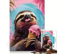 Sloth Eating Ice Cream Hard Jigsaw Puzzle for Adults 1000 Pieces Logic Toy Family Bond Precision Cut Warm Surprise 50x75cm