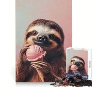Sloth Eating Ice Cream Jigsaw Puzzles for Teenagers 1000 Mind Exercise Toy Home Activity Precision Cut Wall Art Decor 50x75cm
