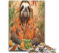 Sloth Eating Jigsaws Puzzles 1000 Pieces for Teenagers Gifts,Challenging To Complete But Fun And Humorous Educational Game for Birthday (38X52cm)