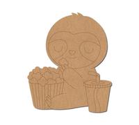 Sloth Eating Popcorn Pre Marked Design 1 - Premium MDF & Plywood Embellishments Laser Cut Craft Shapes for Scrapbooking, Card Making, DIY Decor, Weddings & Personalized Projects